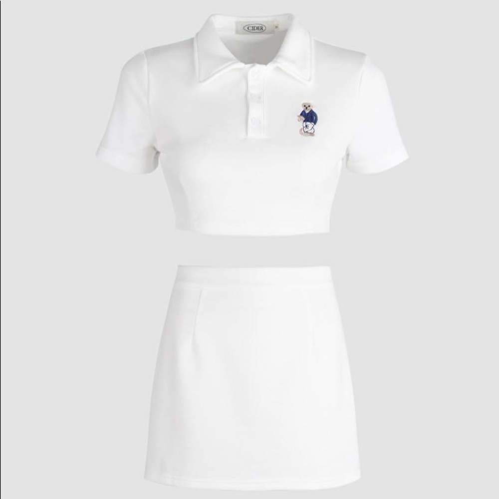Cider teddy bear polo crop top